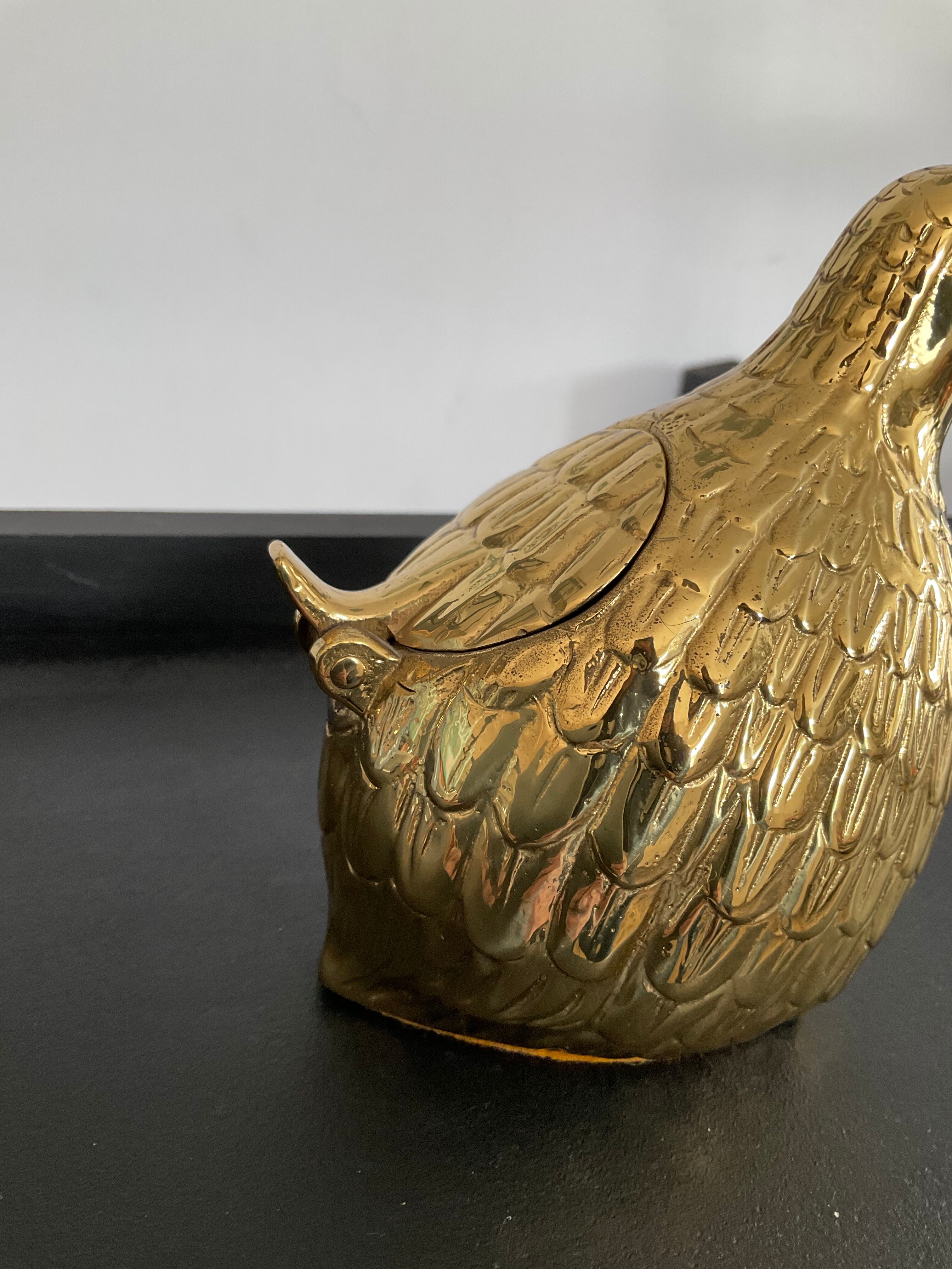 Cendrier en bronze Valenti caille ou perdrix vintage