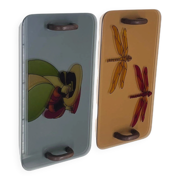 Set of 2 artistic trays, Italy, 1980s