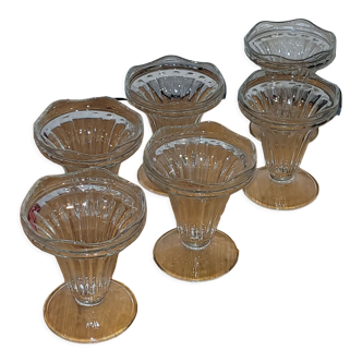 Lot de 6 coupes à glace de bistrot frigécrème - vintage