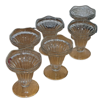 Set of 6 frigécrème bistro ice cream cups - vintage