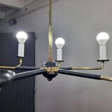 Mid century Italian Brass Chandelier (Attributed to Stilnovo) with 8 Arms Italy.