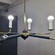 Mid century Italian Brass Chandelier (Attributed to Stilnovo) with 8 Arms Italy.