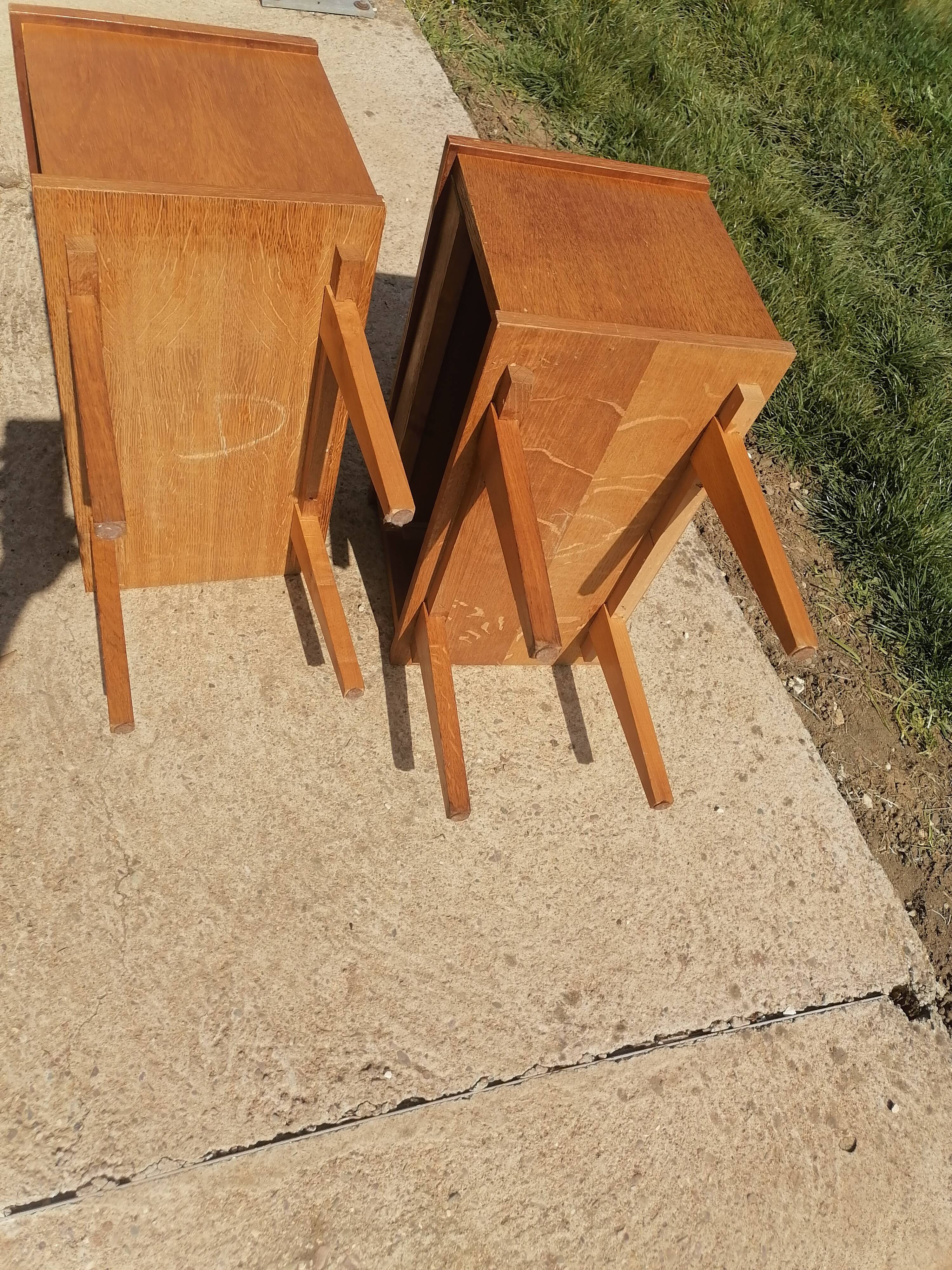 Set of 2 bedside tables Scandinavian style 1960 50 light wood
