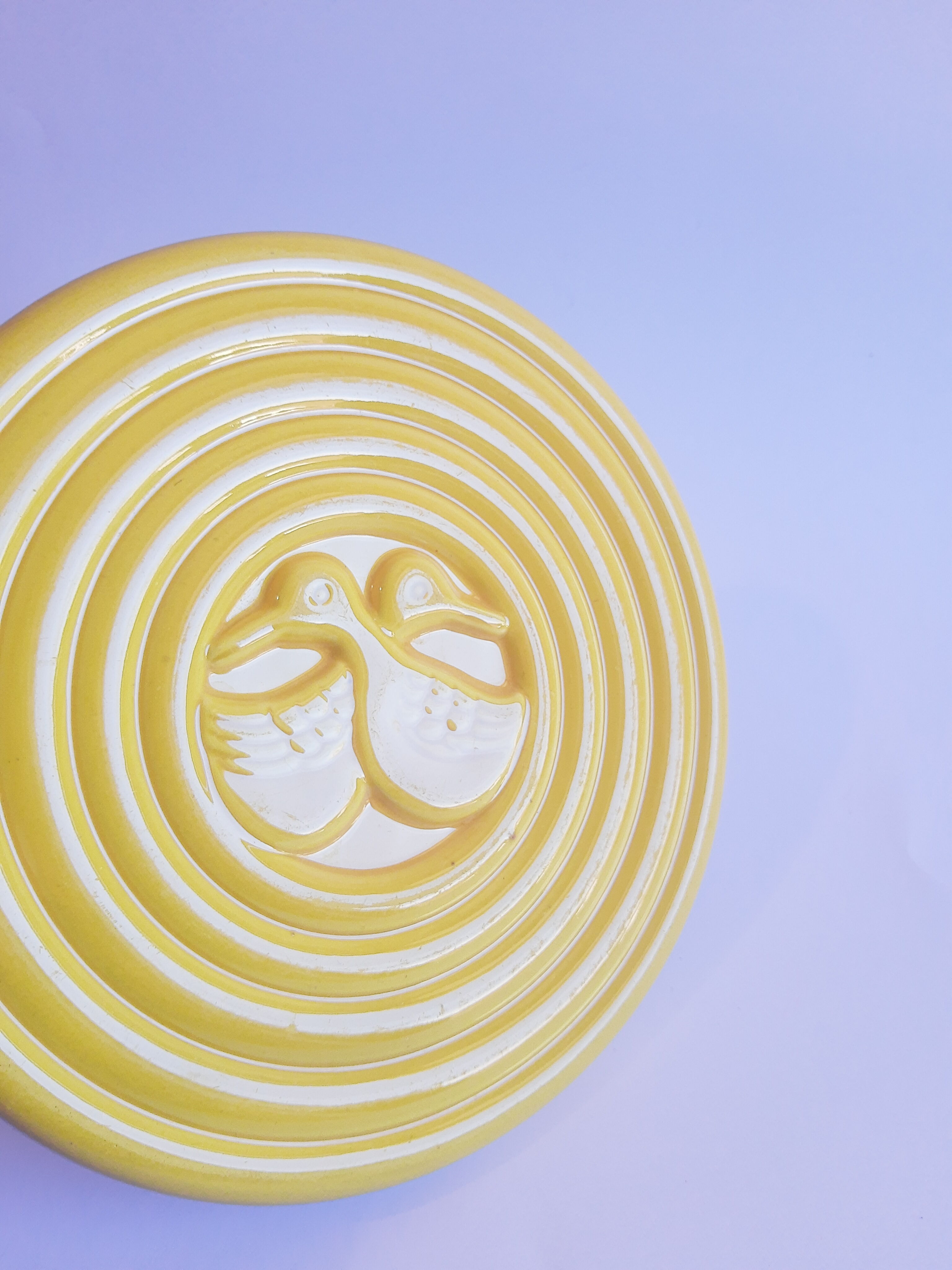 Vintage art deco duck yellow slip coaster