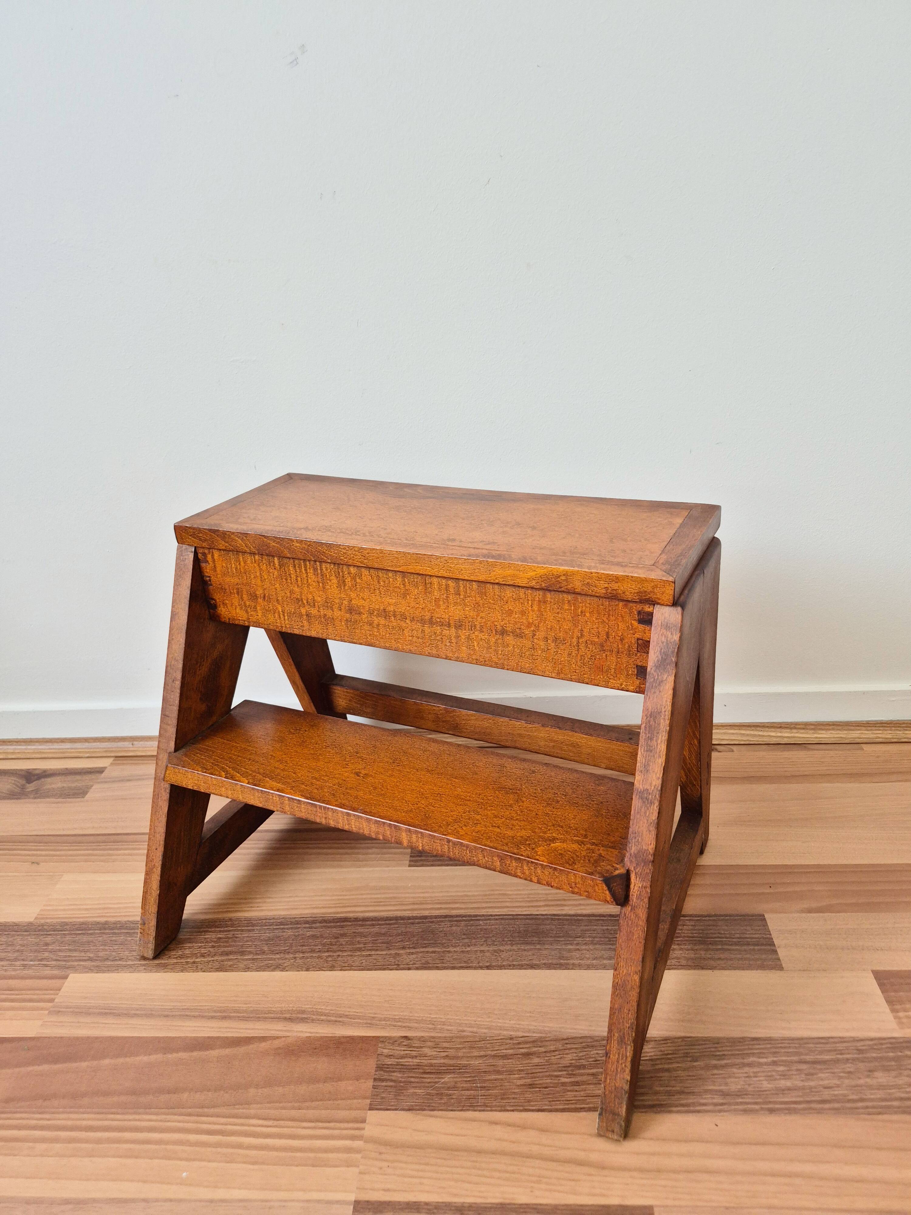 Vintage storage stool, made of wood, handcrafted.