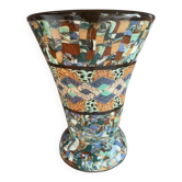 Cornet vase mosaic gerbino vallauris decor sideboard dried flowers