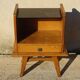 Vintage oak bedside table with splayed legs