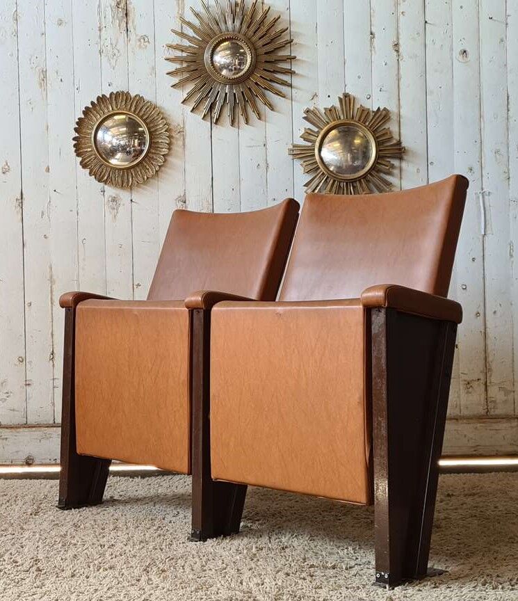Pair of vintage cinema armchairs
