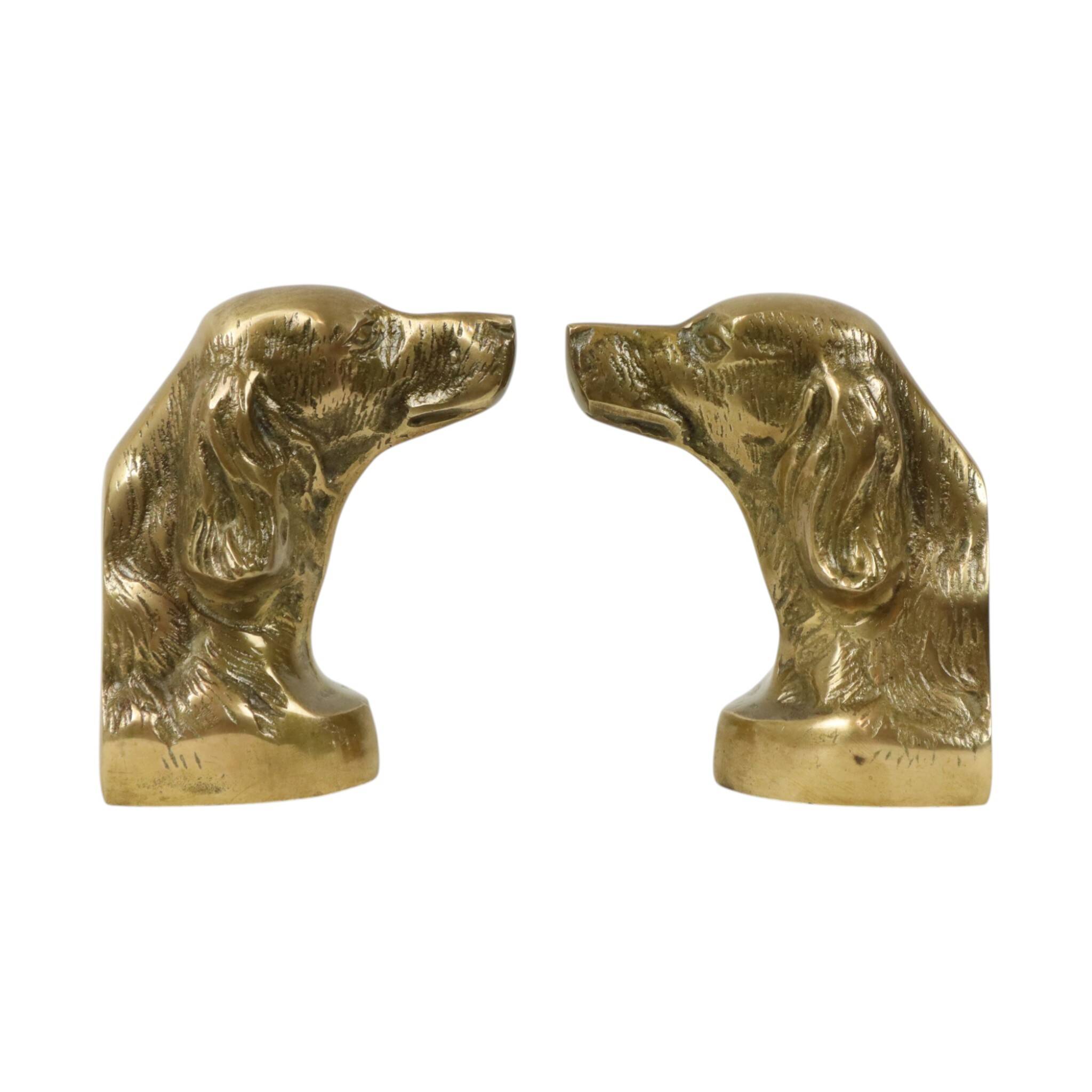 Vintage Pair of Brass Bookends for Irish Setter Dogs