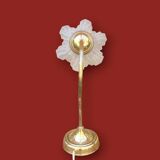 Antique brass and glass swan neck bedside lamp.