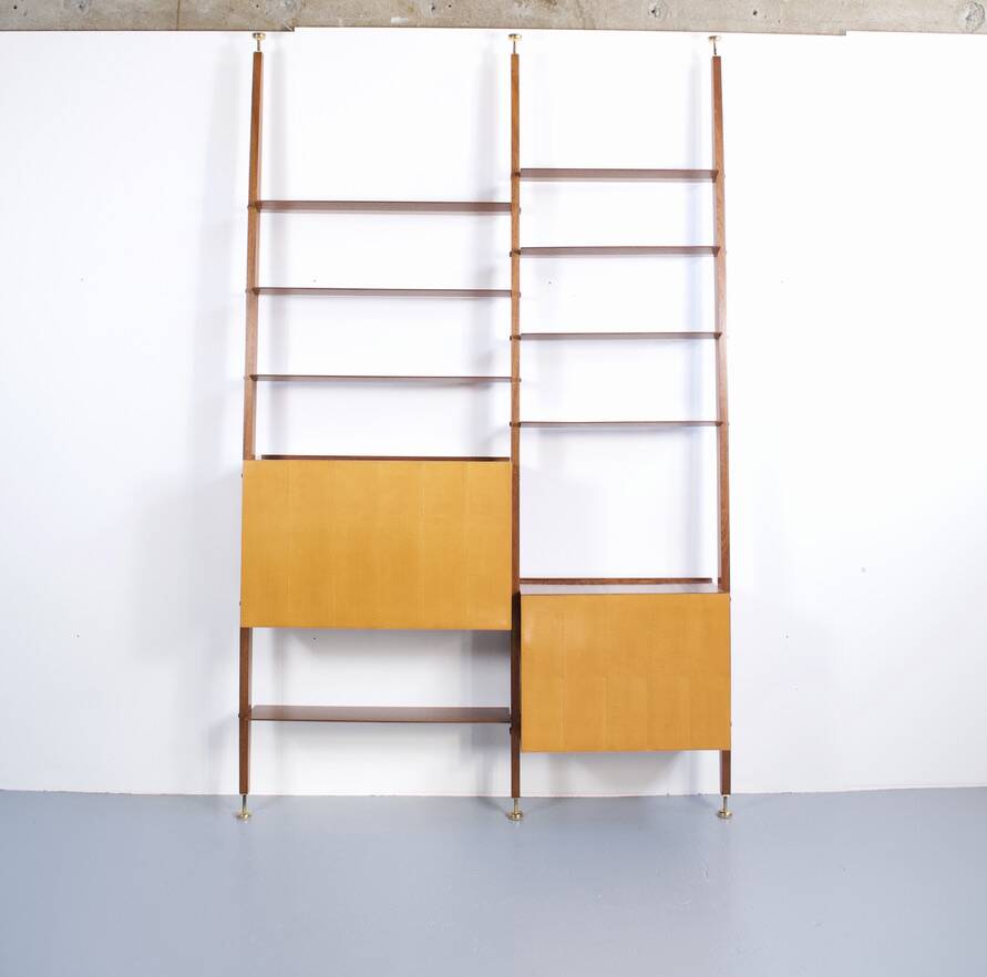 Italian modular shelf floor and ceiling rosewood 1960s