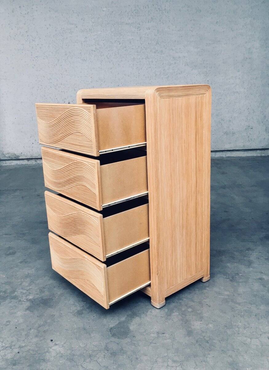 Vintage Rattan High Chest of Drawers, 1980s