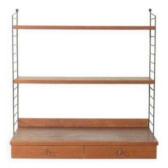 Original String shelf by Nils Strinning in teak veneer, 1949