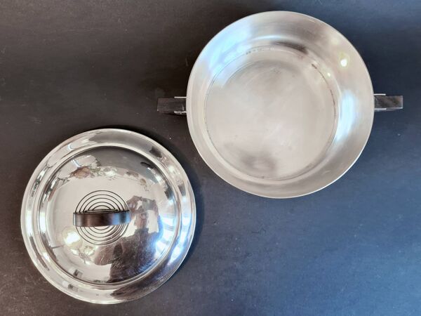 Service à thé & café art déco en métal argenté et ébène