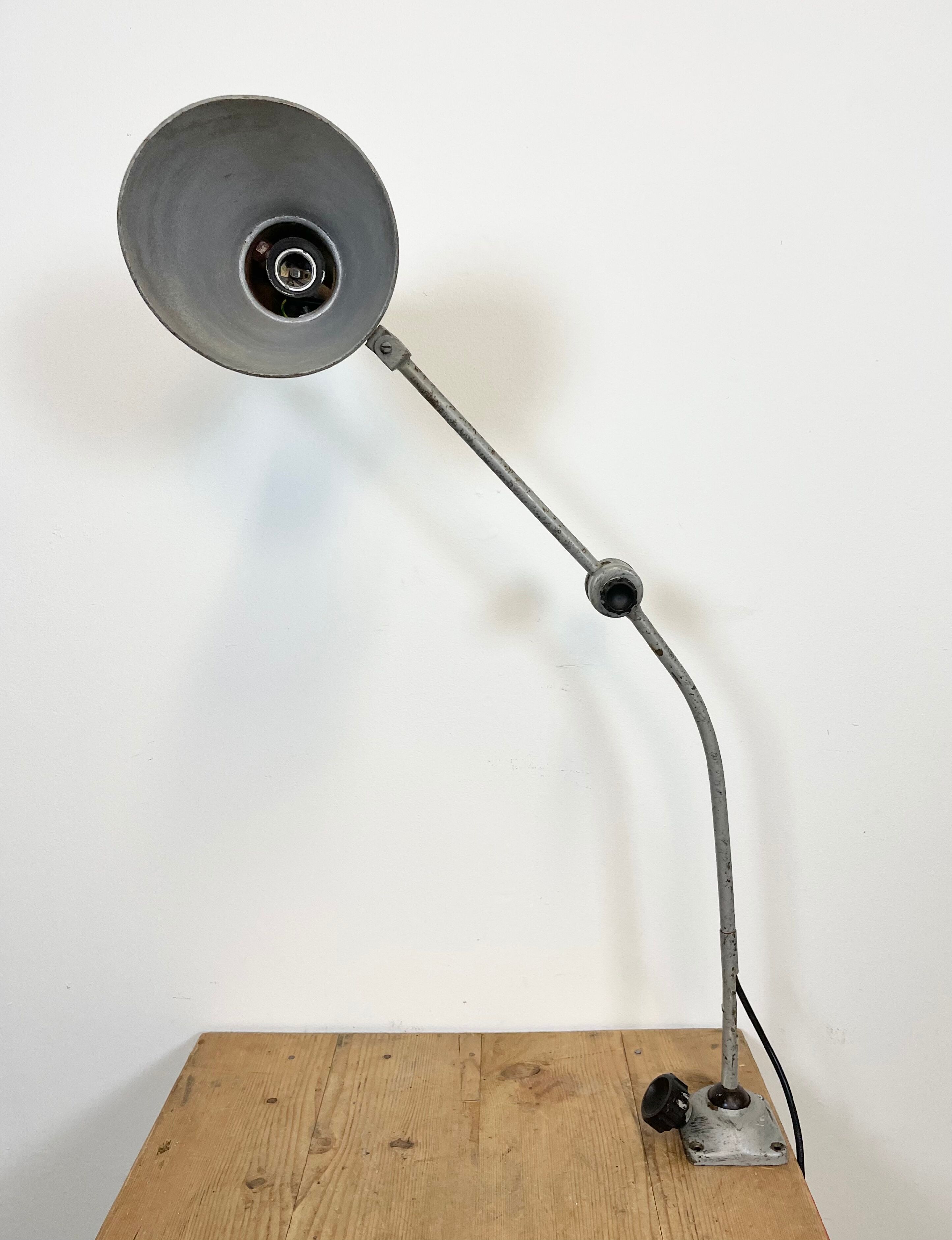 Grey industrial workshop table lamp, 1960s