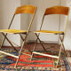 Chaises chaisor pliantes, structure doré et velours jaune d'or vintage