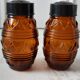 Duo of salt shaker, pepper in amber glass 70s
