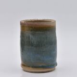 Lot de 3 vases grès émail bleu