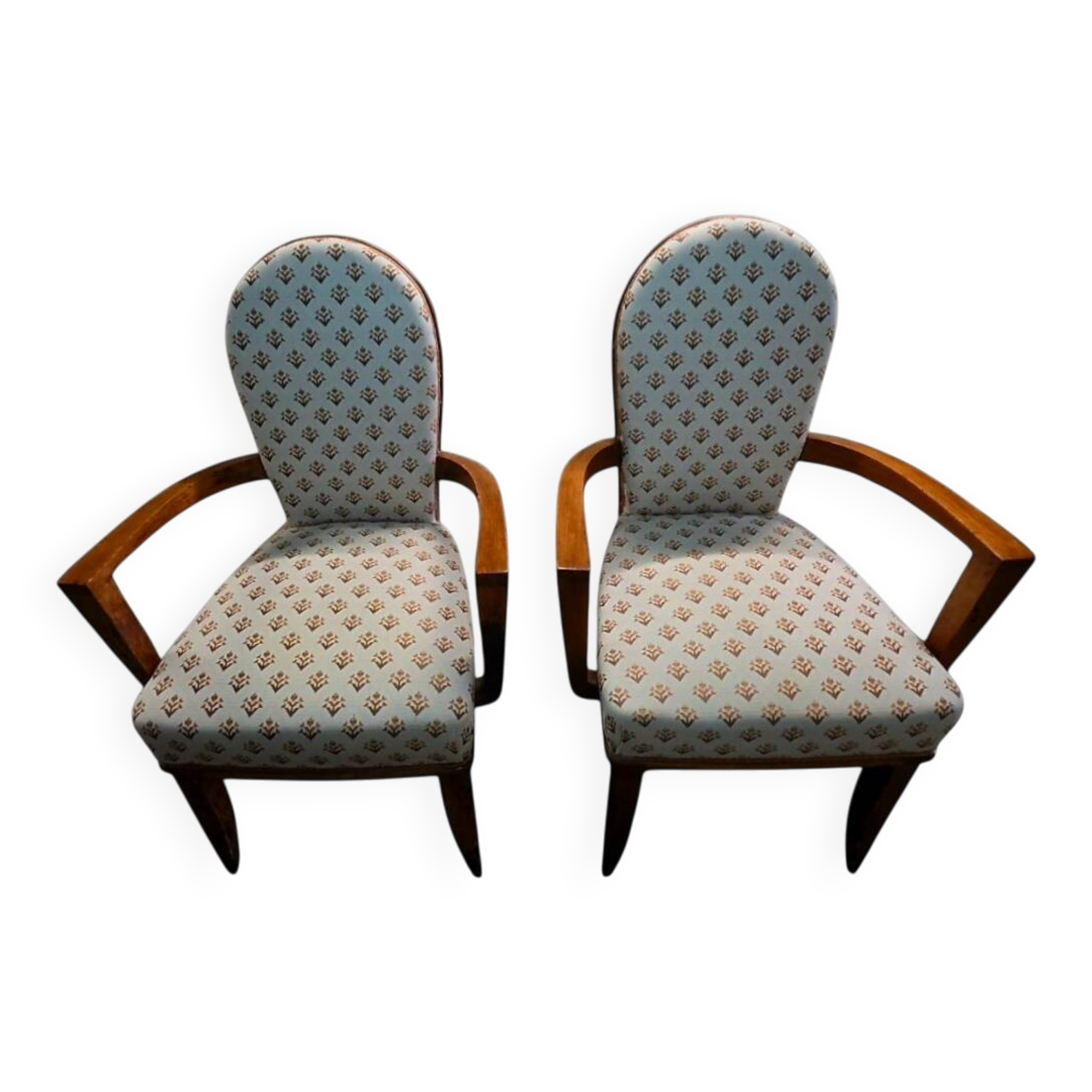 Paire de fauteuils "Bridge" Art Déco – Circa 1940