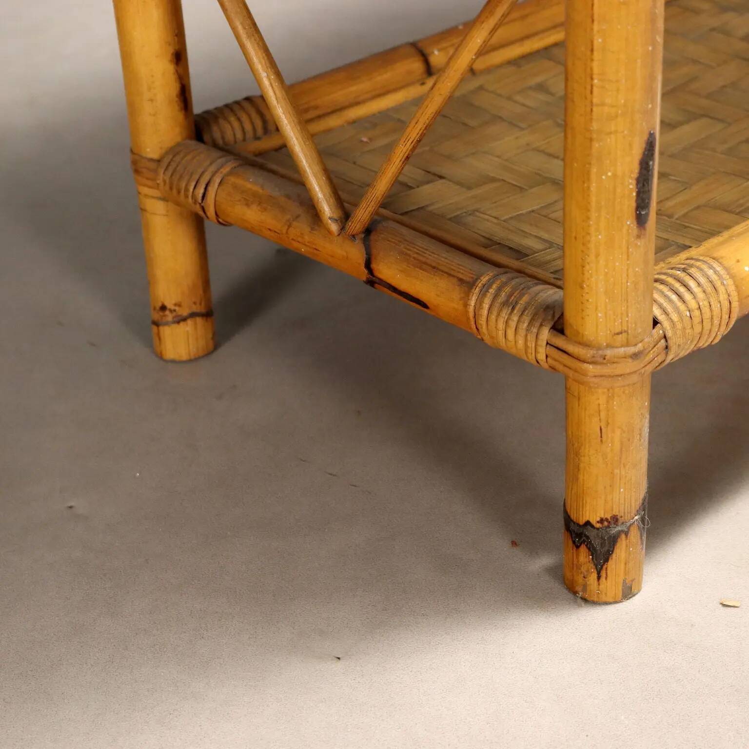 Vintage bamboo and wicker bookshelf, Italy, 1980s