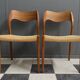 Niels Otto Moller teak and paper cord chairs, model 71