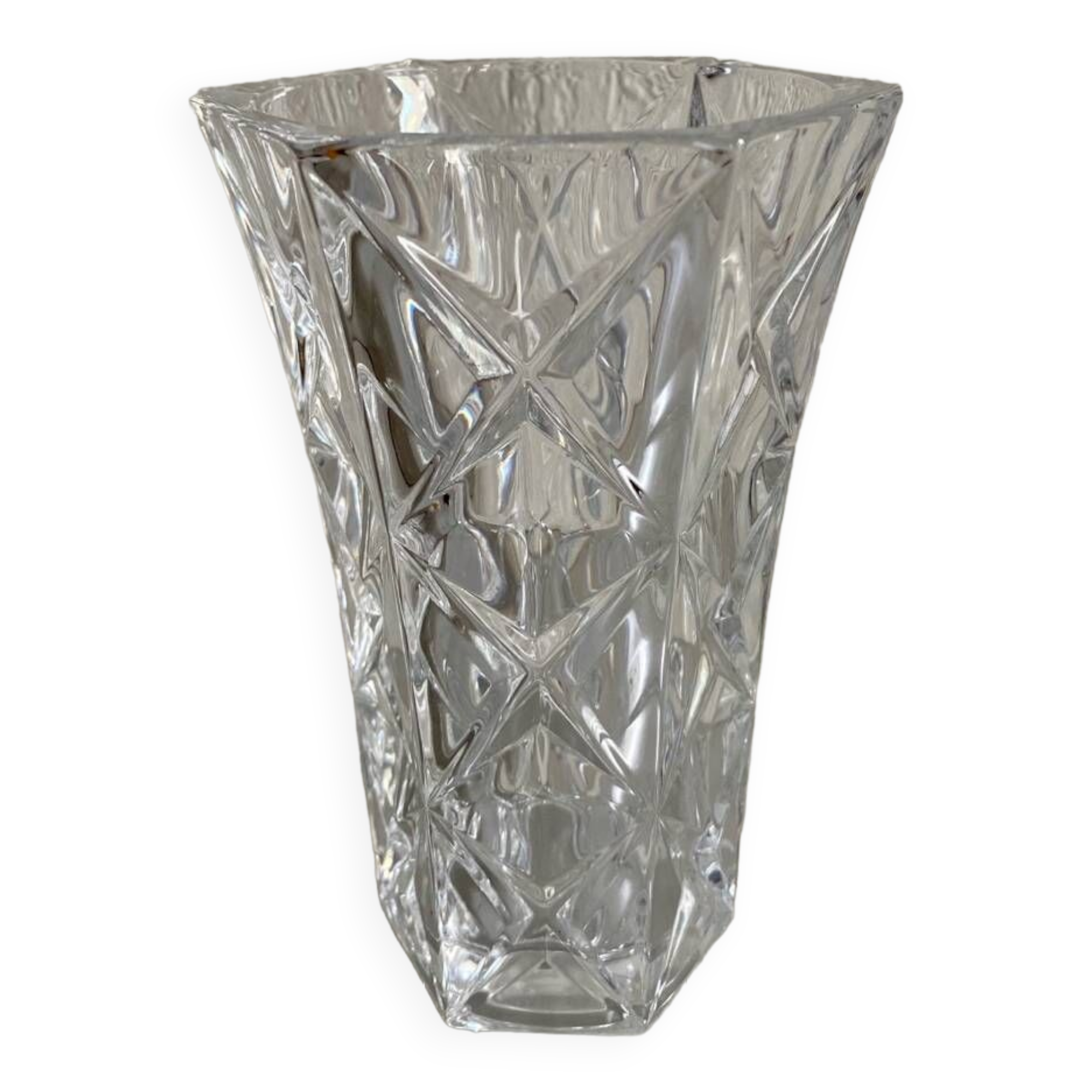 Vintage chiseled glass vase