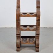 Vintage Dutch Brutalist Oak Wine Rack, 1950s