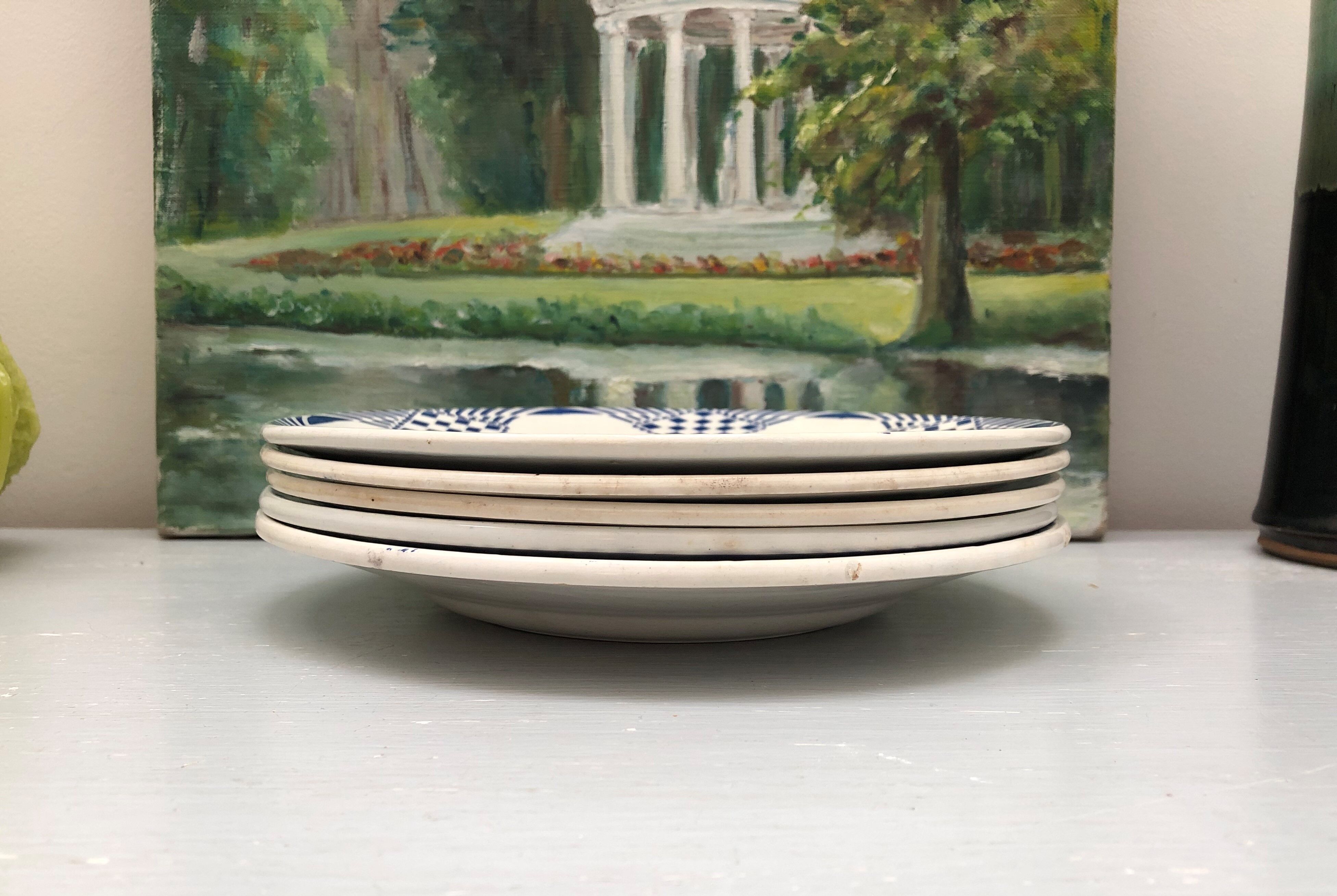 5 flat plates signed Moulin des loups Hamage Orchies Nord model Pantin.