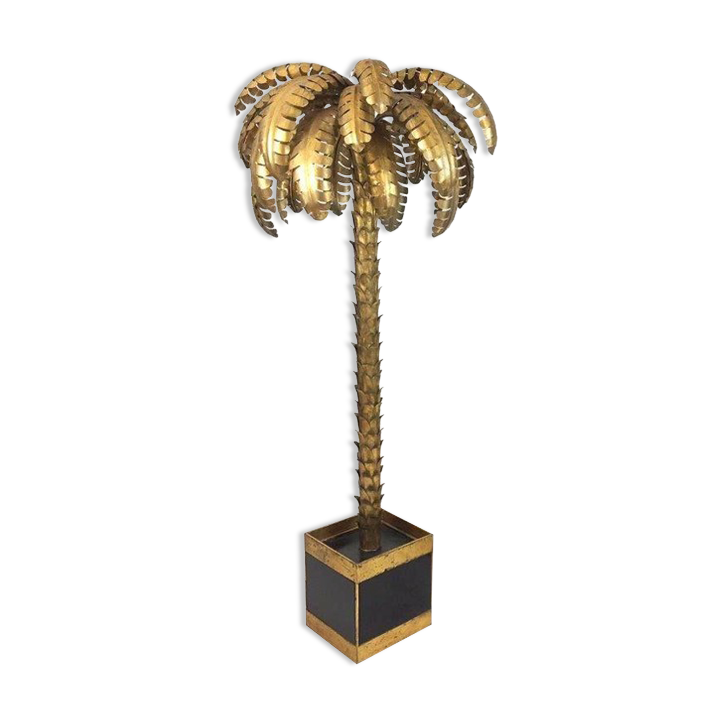 FLOOR LAMP IN THE SHAPE OF A GOLDEN METAL PALM TREE OF 181 CM H