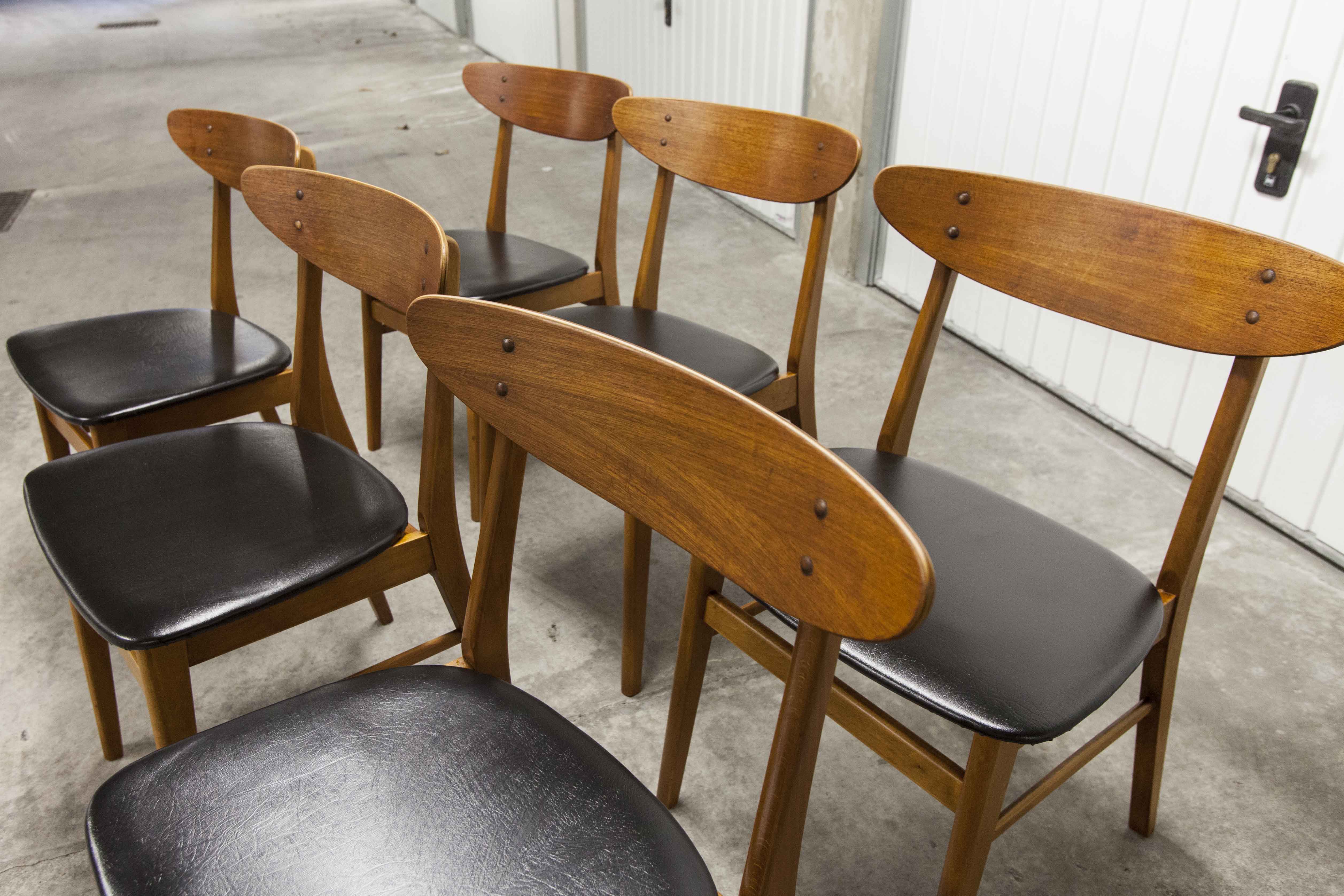 Lot de 6 chaises Farstrup 210 teck en hêtre 1965
