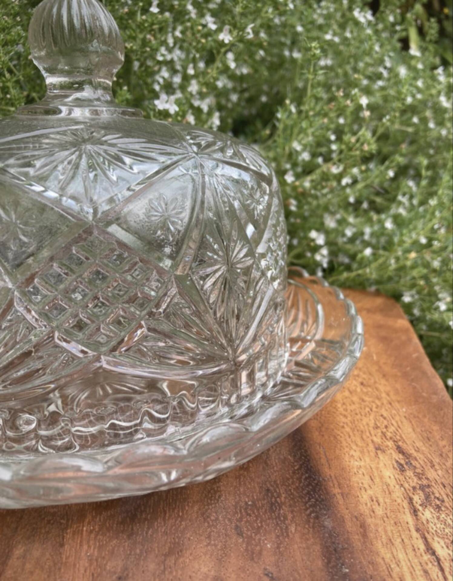 Pressed and moulded glass cheese dome