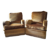 Pair of vintage gold velvet armchairs - excellent condition