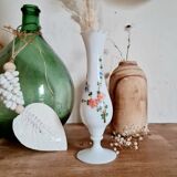 White soliflore vase with painted flowers