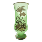 Vase en opaline a décor de palmier or ( ouraline)