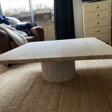 New square travertine table
