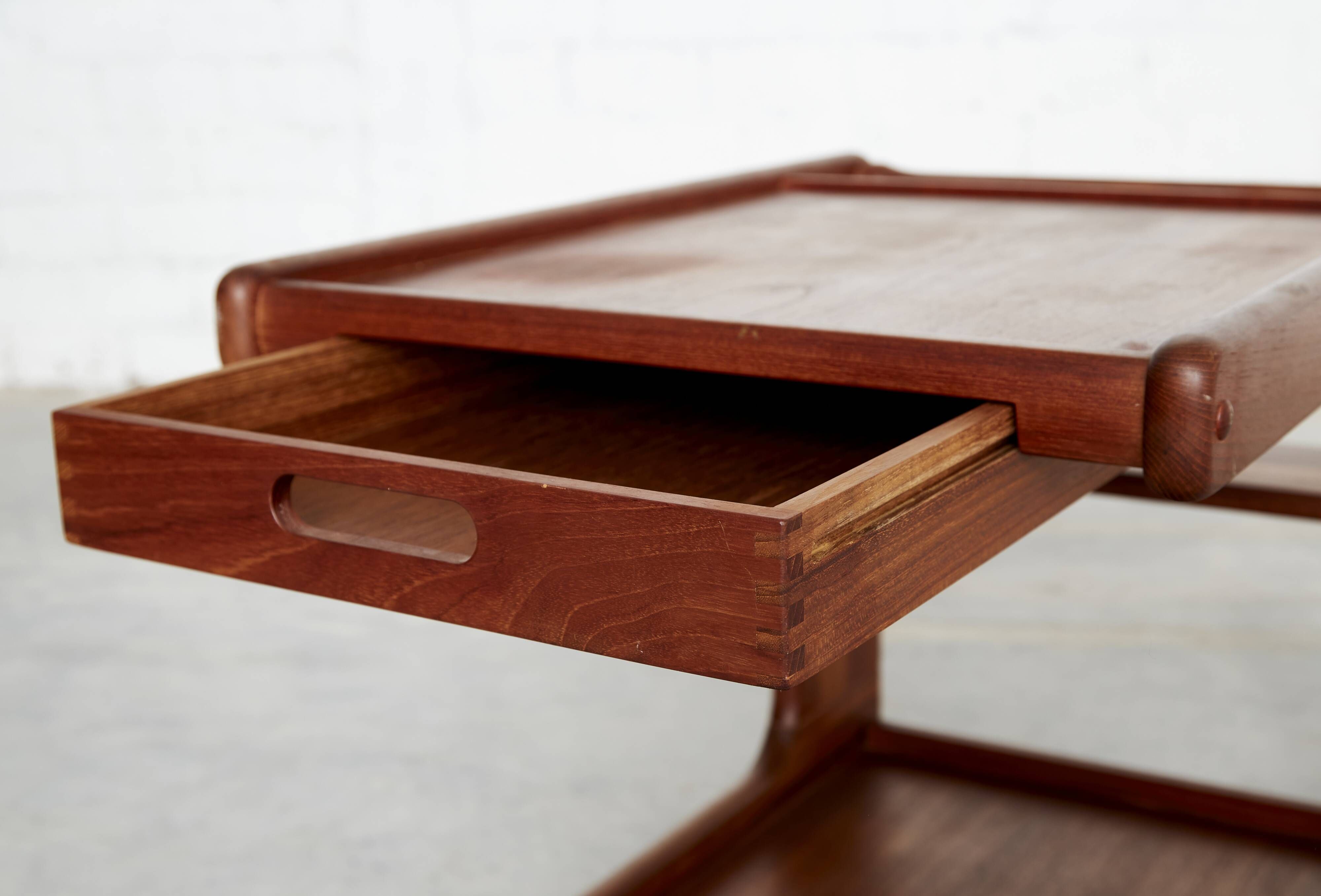 Mid-Cenntury C-Shaped Bar Trolley in Teak by K.T. Møbler