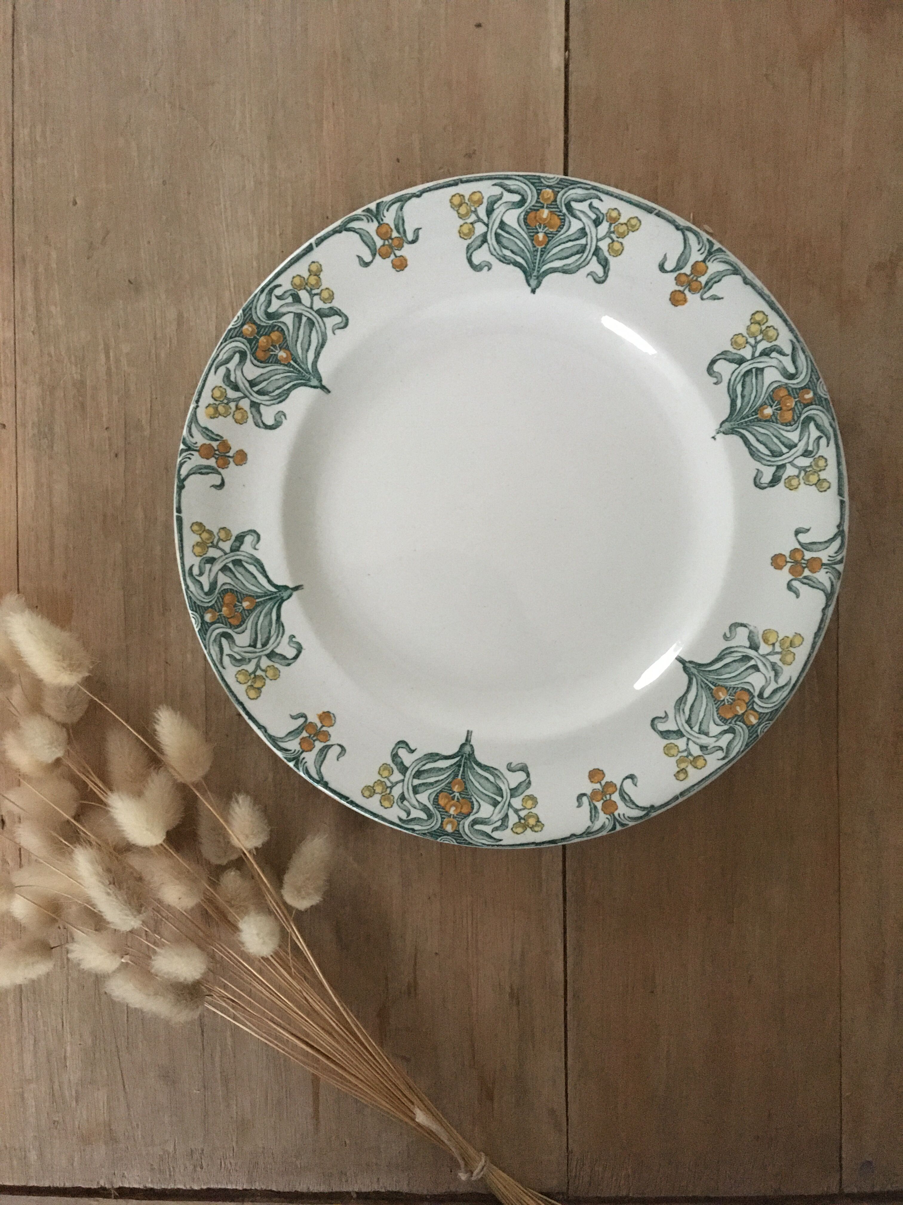 Assiettes plates terre de fer Longwy Mimosa
