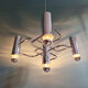 Geometric chandelier in chrome metal, design by Gaetano Sciolari, 1970.