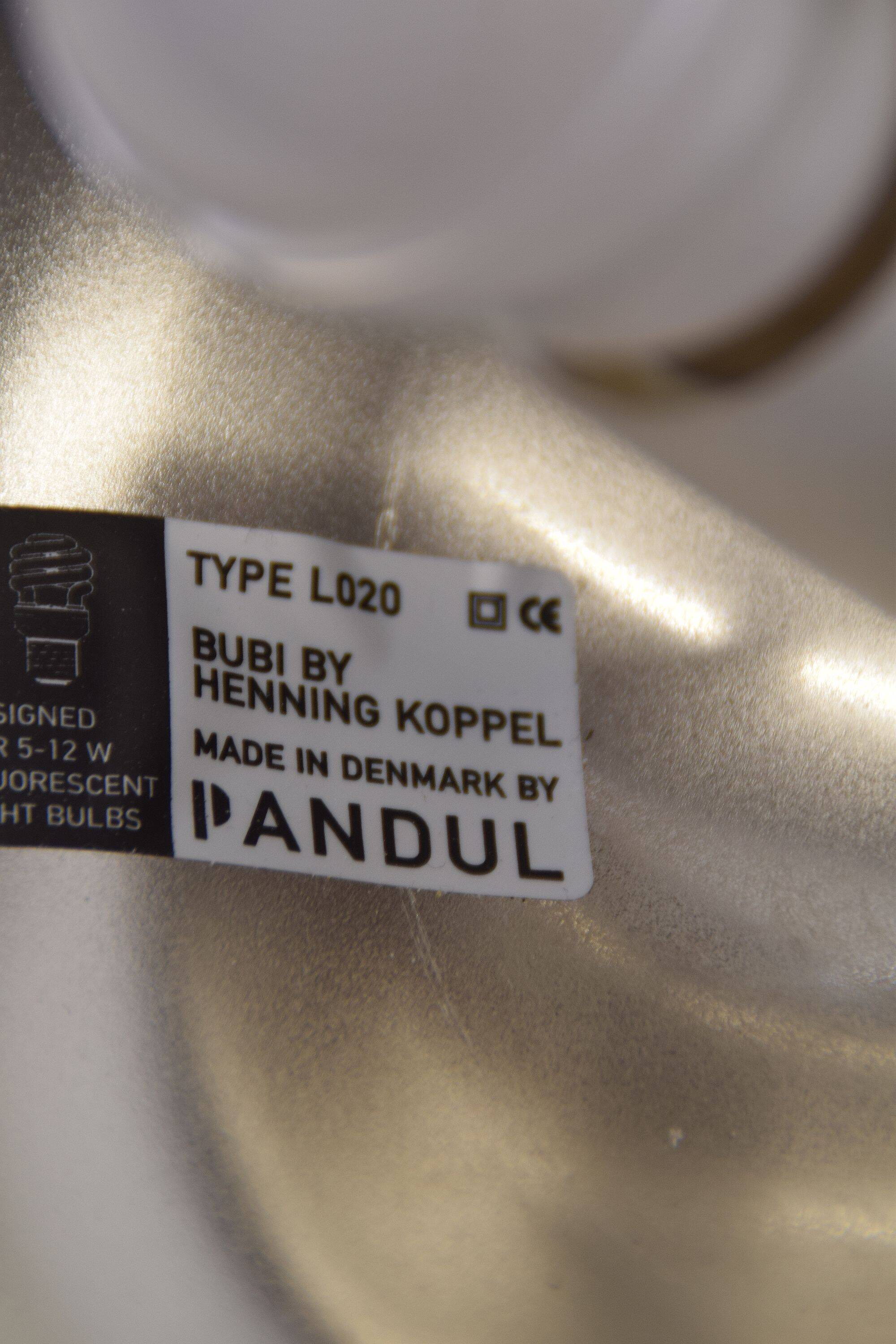Danish HK20 Bubi lamp designed by Henning Koppel for Pandul
