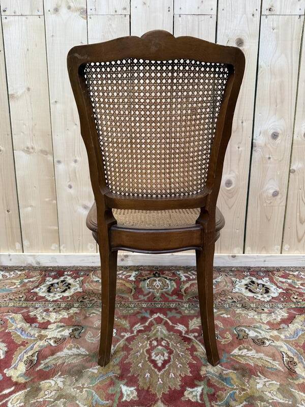 Suite de 6 chaises de style Louis XV en cannage