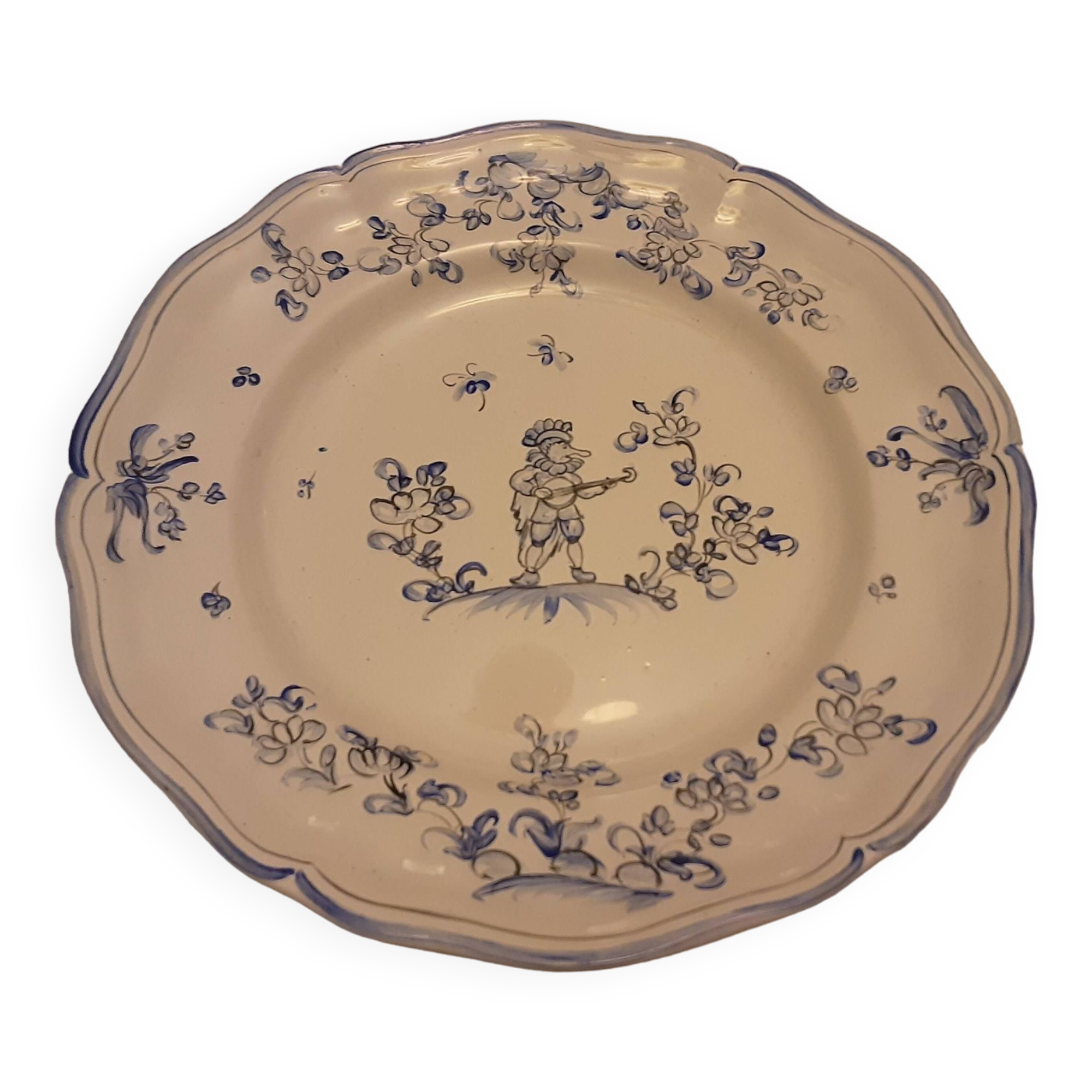 Moustier blue earthwood plate handmade muffragi