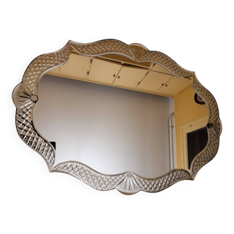 MODERNIST CUT GLASS MIRROR