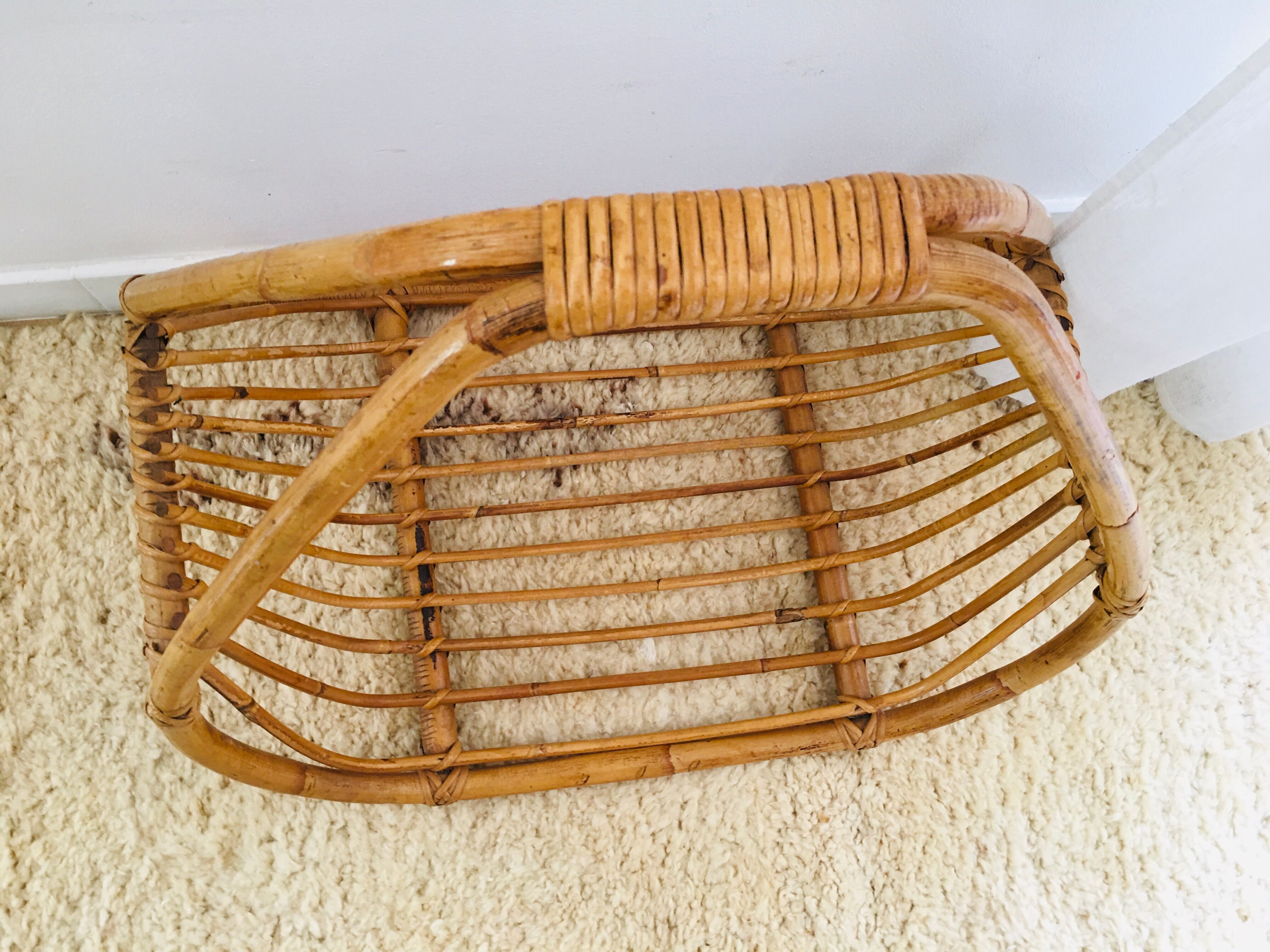 Porte bûche rotin vintage