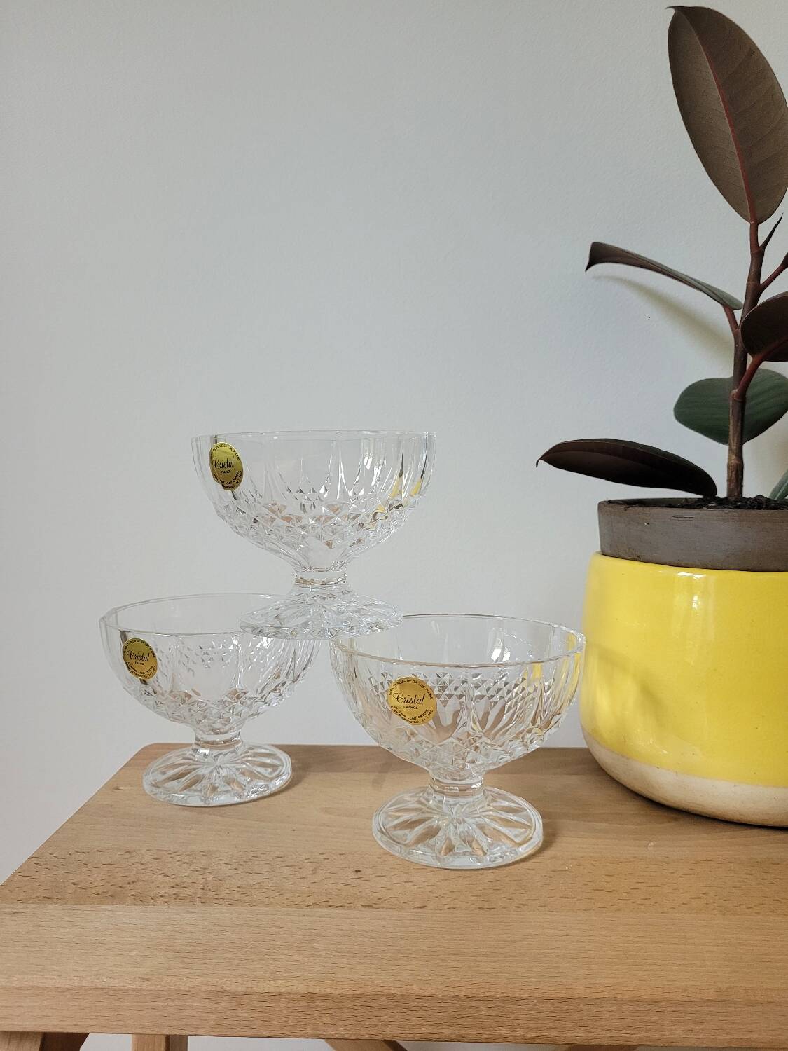 Lot de 3 coupes à glace Longchamp de Cristal d'Arques