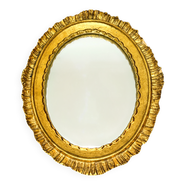 Miroir ancien ovale en bois doré