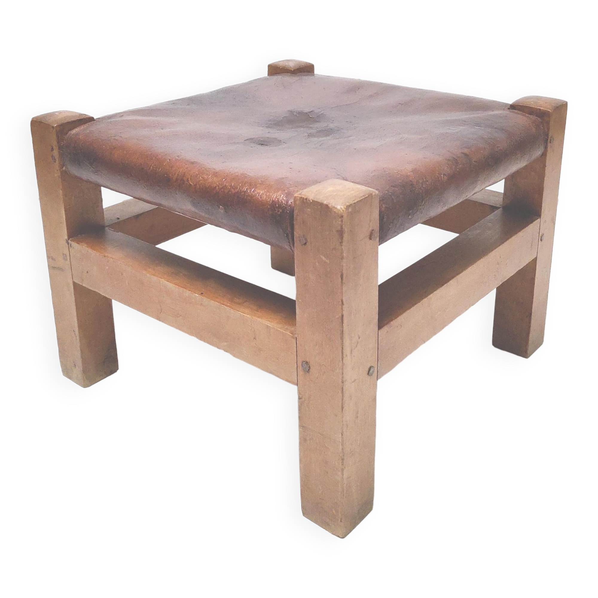 Ottoman stool early twentieth wood and leather