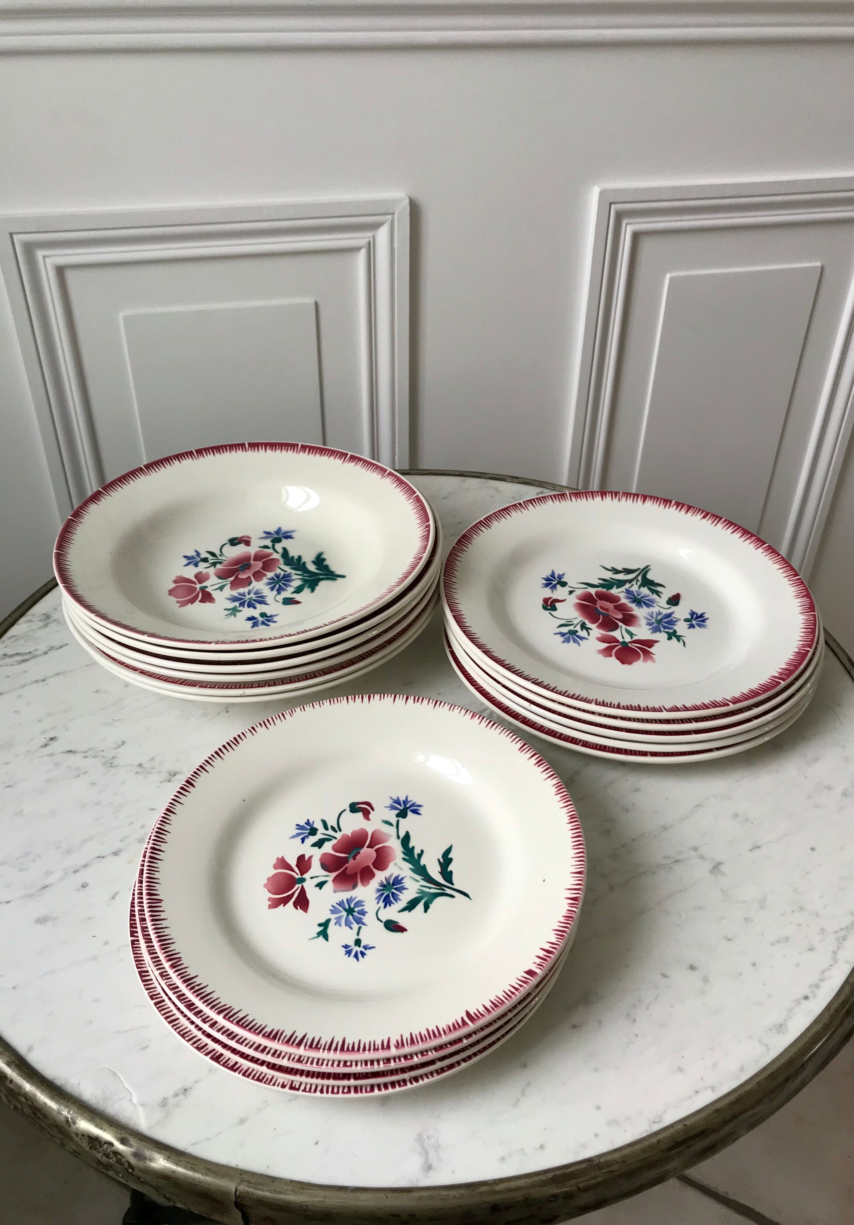 Lot of 4 dessert plates Digoin Sarreguemines model Prairial