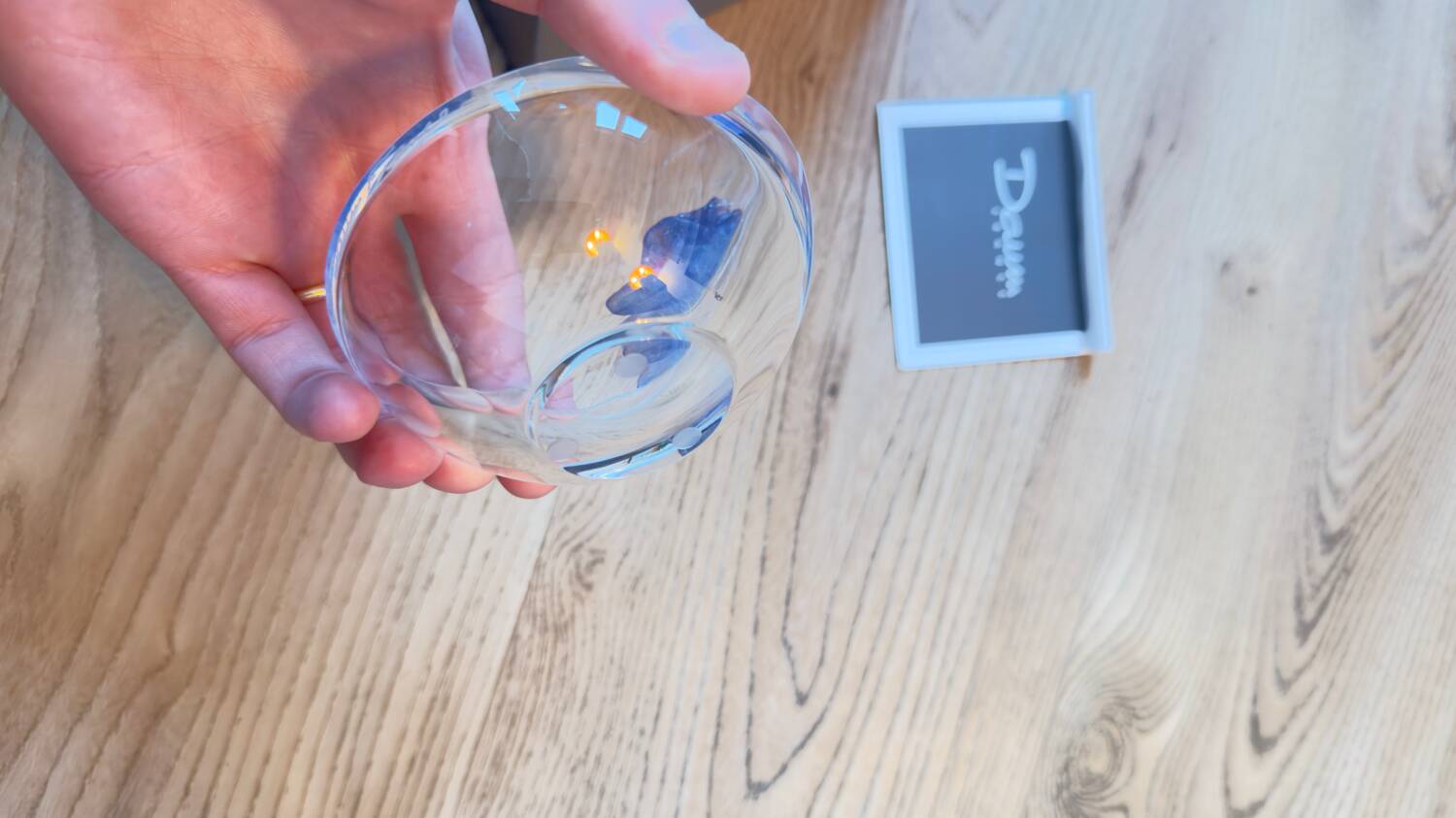 Daum France decorative bowl – Crystal paste – Blue flower – Brand