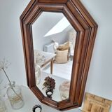 Octagonal wooden mirror from the 1980s.