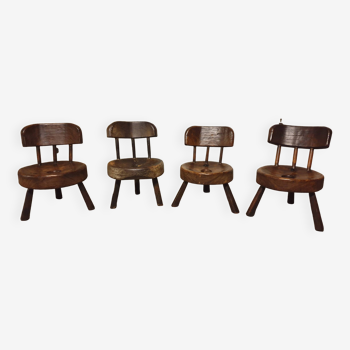 Set of 4 Brutalist Brazil Mid-Century Chairs